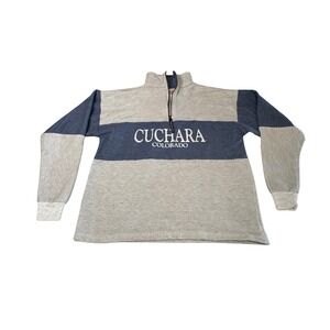 Made In U.S.A. Cuchara Colorado Men's 1/4 Zip‎ Pullover Grey & Navy Blue